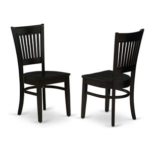 East West Furniture Vancouver 12&quot Wood Dining Chairs in Black (Set of 2)