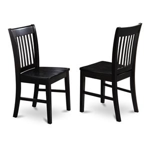 East West Furniture Norfol 11&quot Wood Dining Chairs in Black (Set of 2)