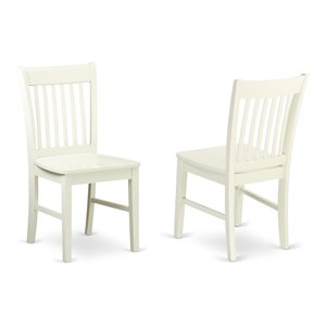 East West Furniture Norfolk 11&quot Wood Dining Chairs in Linen White (Set of 2)