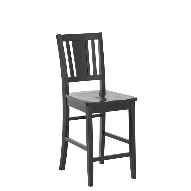 East West Furniture Buckland Wood Counter Height Stools in Black (Set of 2)