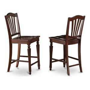 East West Furniture Chelsea 42&quot Wood Bar Stools in Mahogany (Set of 2)