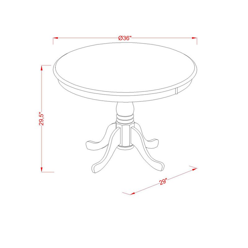 East West Furniture Antique Wood Dining Table with Pedestal Legs in Black