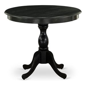 East West Furniture Antique Wood Dining Table with Pedestal Legs in Black