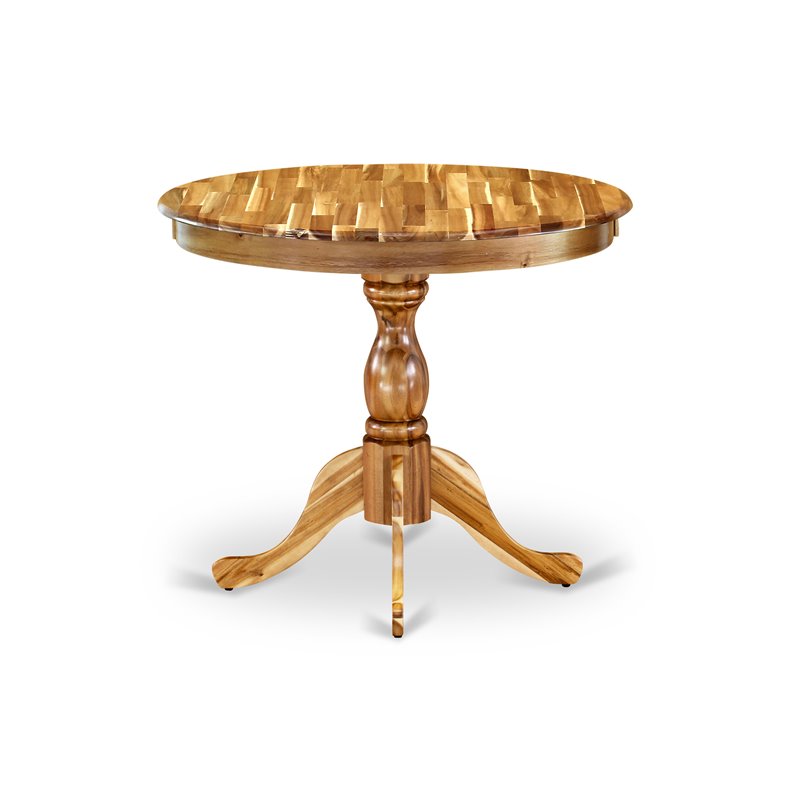 East West Furniture Antique Wood Dining Table with Pedestal Legs in Natural