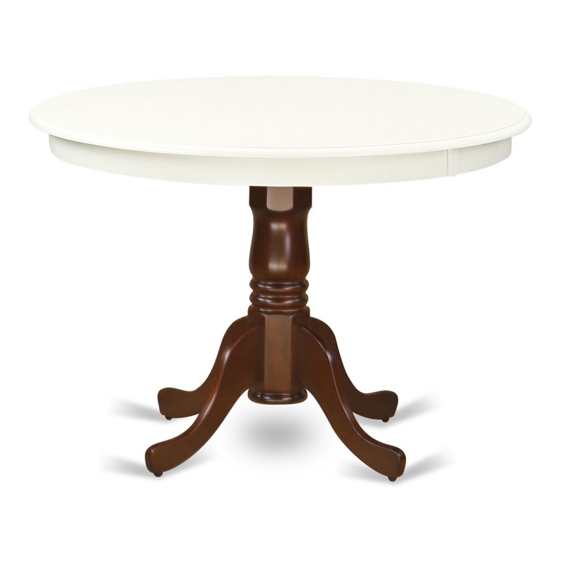 East West Furniture Hartland Round Wood Dining Table in Cappuccino/White