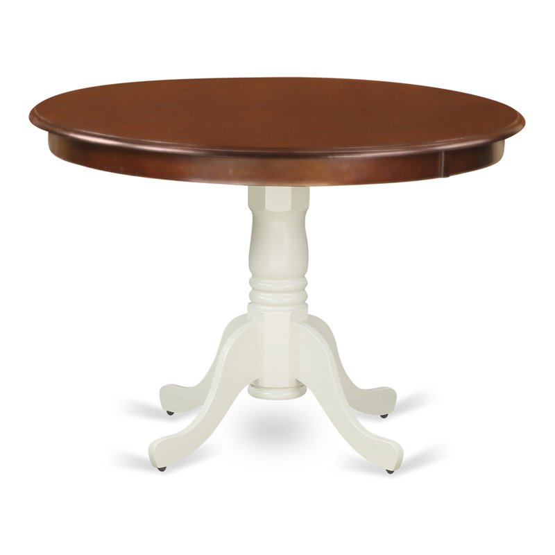 East West Furniture Hartland Round Wood Dining Table in Mahogany/White
