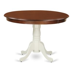 East West Furniture Hartland Round Wood Dining Table in Mahogany/White