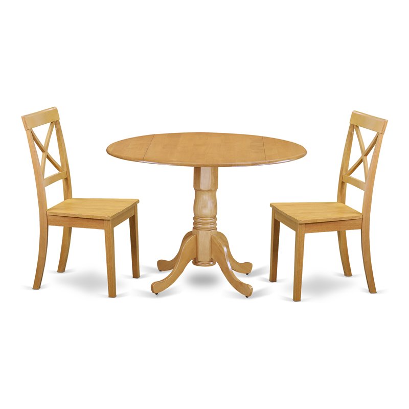 East West Furniture Dublin Table and X-back Chair Set with Wood Seat in Oak