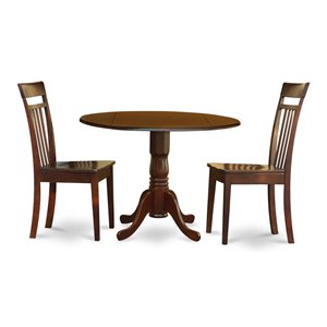 East West Furniture Dublin Dining Table & Ladder Back Chairs in Mahogany