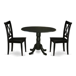 East West Furniture Dublin Table and X-back Chairs with Wood Seat in Black