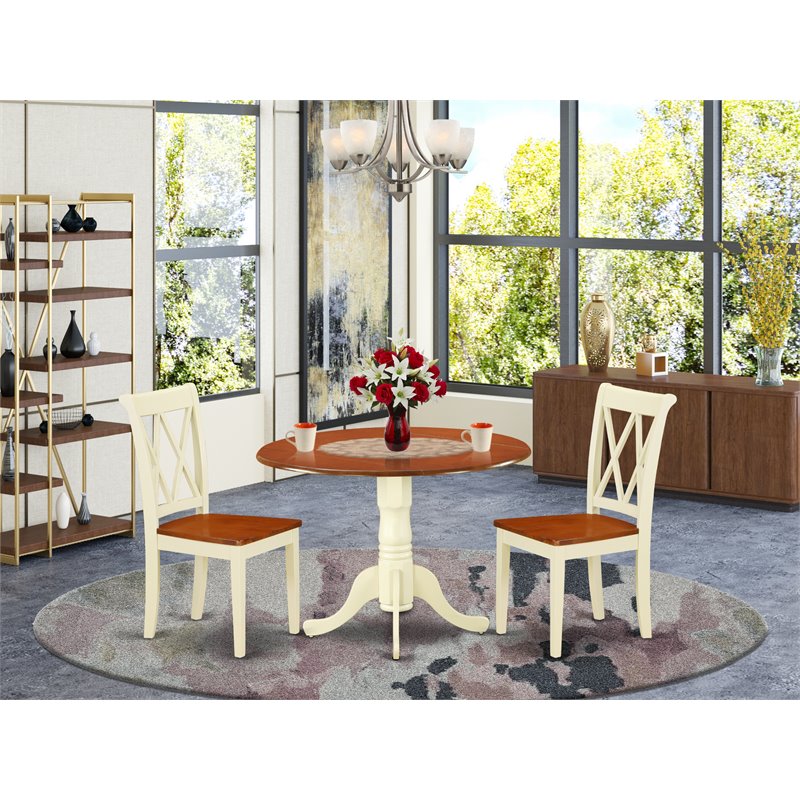 East West Furniture Dublin Dining Set with X-back Chairs in Cream/Cherry