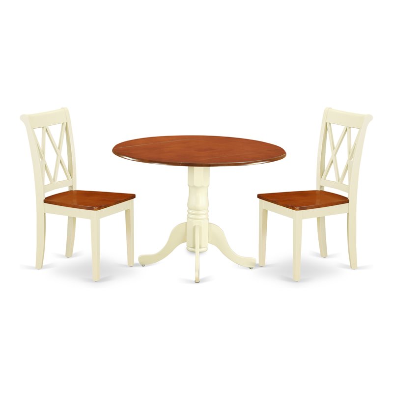 East West Furniture Dublin Dining Set with X-back Chairs in Cream/Cherry