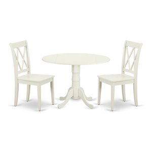 East West Furniture Dublin Dining Set with X-back Chairs in Linen White