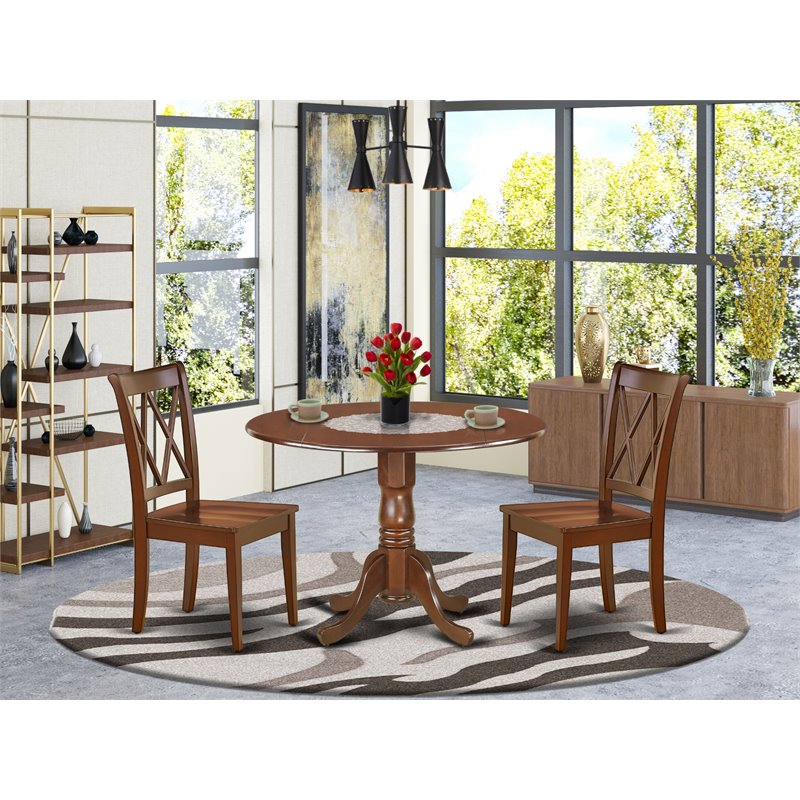 East West Furniture Dublin Dining Set with X-back Chairs in Mahogany