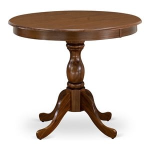East West Furniture Antique Wood Dining Table with Pedestal Legs in Walnut