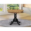 East West Furniture Antique Round Acacia Wood Dining Table in Natural/Black