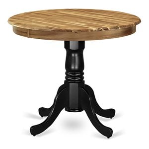 East West Furniture Antique Round Acacia Wood Dining Table in Natural/Black