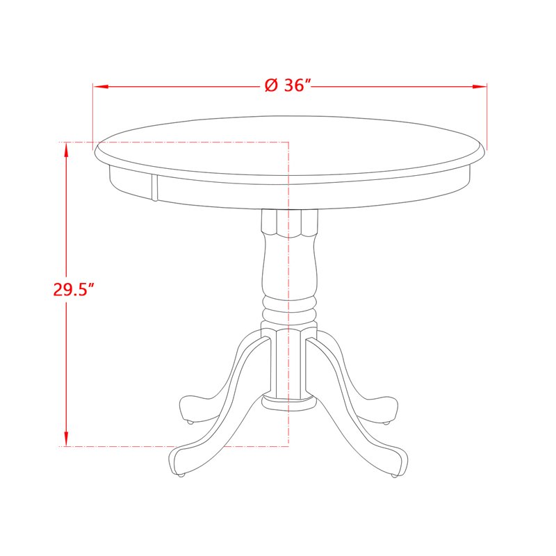 East West Furniture Antique Round Rubber Wood Dining Table in Oak/White