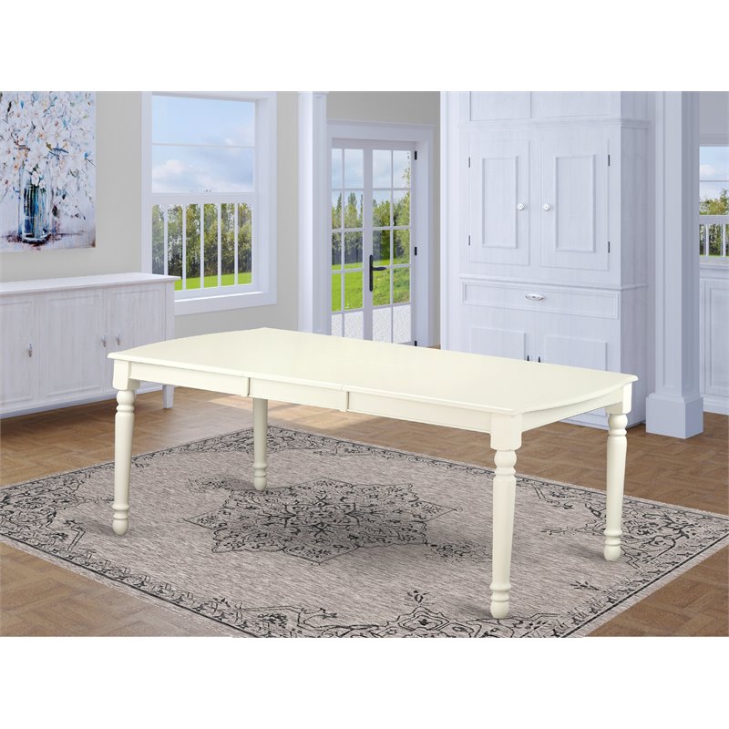East West Furniture Dover Wood Butterfly Leaf Dining Table in Linen White