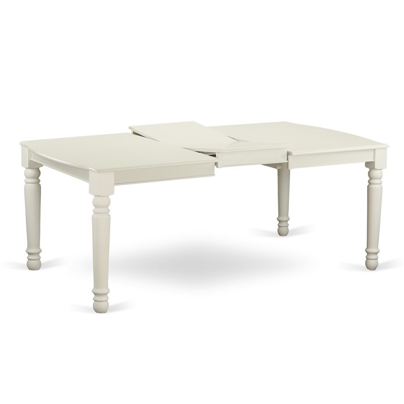 East West Furniture Dover Wood Butterfly Leaf Dining Table in Linen White