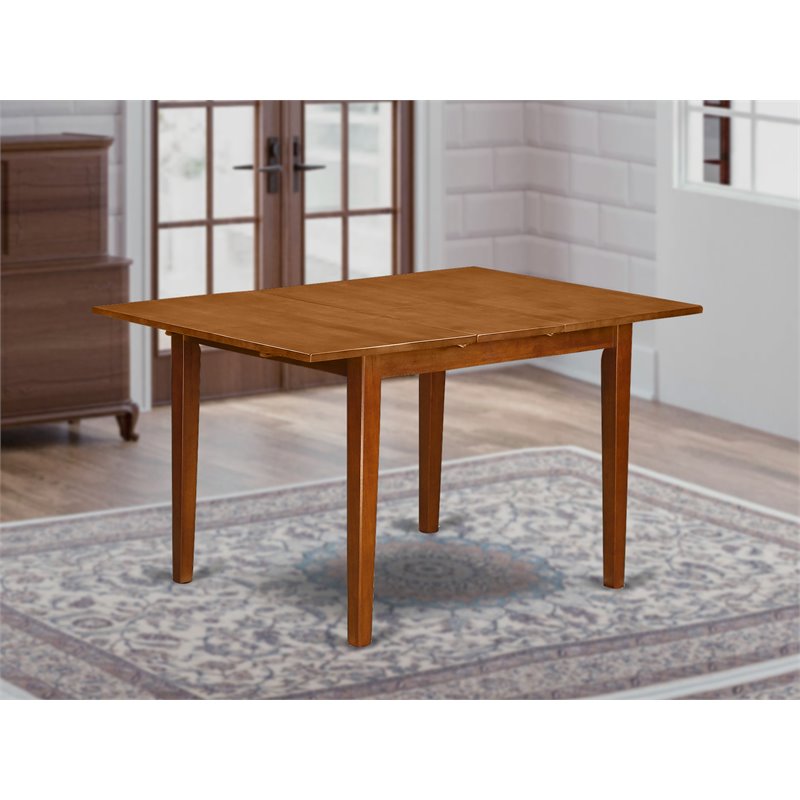East West Furniture Milan Rectangular Wood Dining Table in Saddle Brown