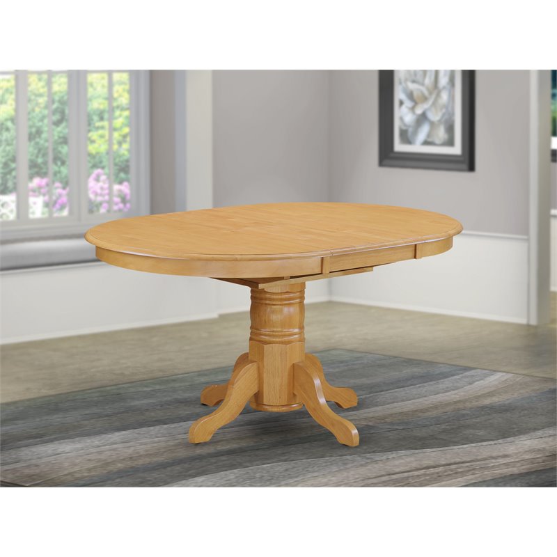 East West Furniture Avon Oval Wood Butterfly Leaf Dining Table in Oak