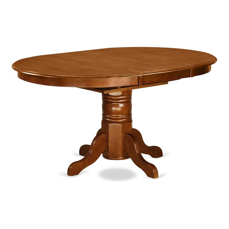 East West Furniture Avon Oval Wood Butterfly Leaf Dining Table in Saddle Brown