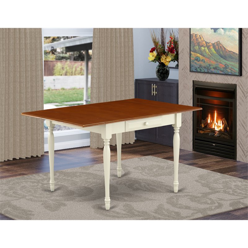 East West Furniture Monza Rectangular Wood Dining Table in Cream/Cherry