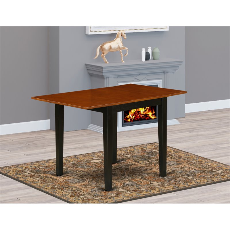 East West Furniture Norden Rectangular Wood Dining Table in Black/Cherry