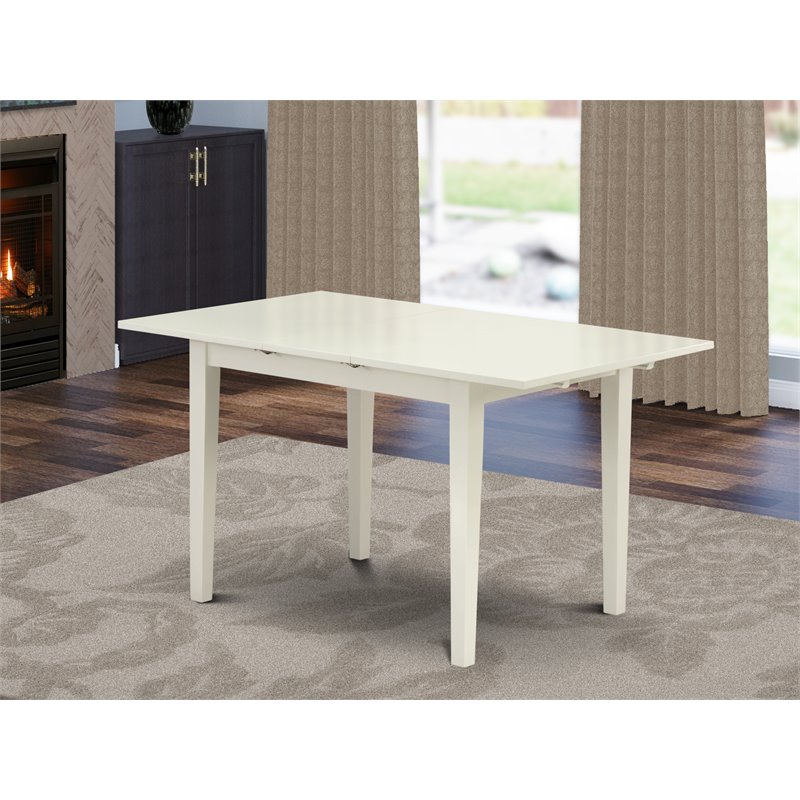 East West Furniture Norfolk Rectangular Wood Dining Table in Linen White