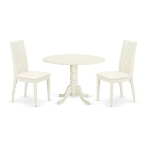 East West Furniture Dublin Wood Dining Set with Fabric Seat in Linen White