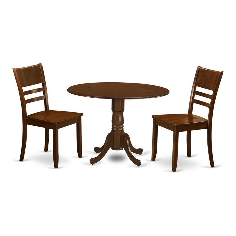 East West Furniture Dublin Dining Table and Ladder Back Chairs in Espresso