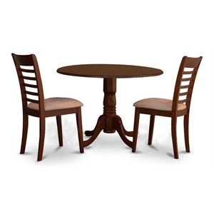 East West Furniture Dublin Dining Set with Ladder Back Fabric Chairs in Mahogany