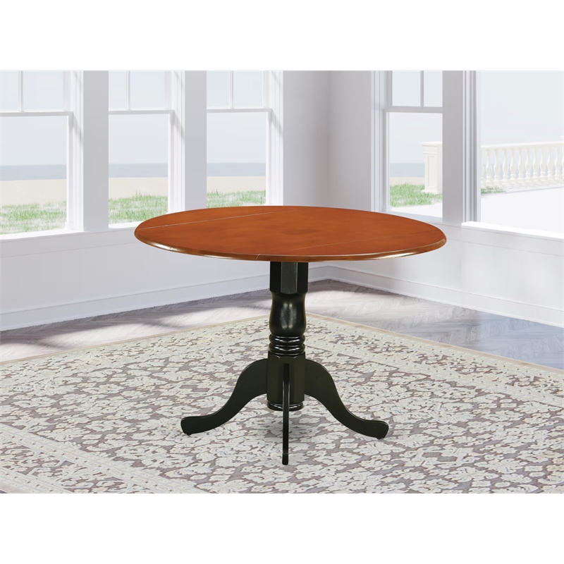 East West Furniture Dublin Traditional Wood Dining Table in Black/Cherry