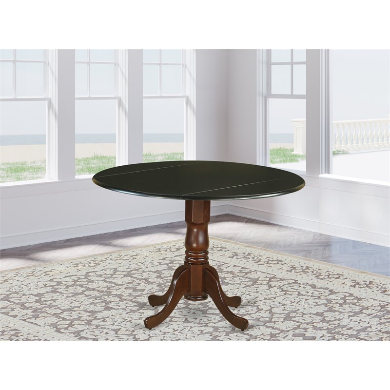 East West Furniture Dublin Traditional Wood Dining Table in Black/Mahogany