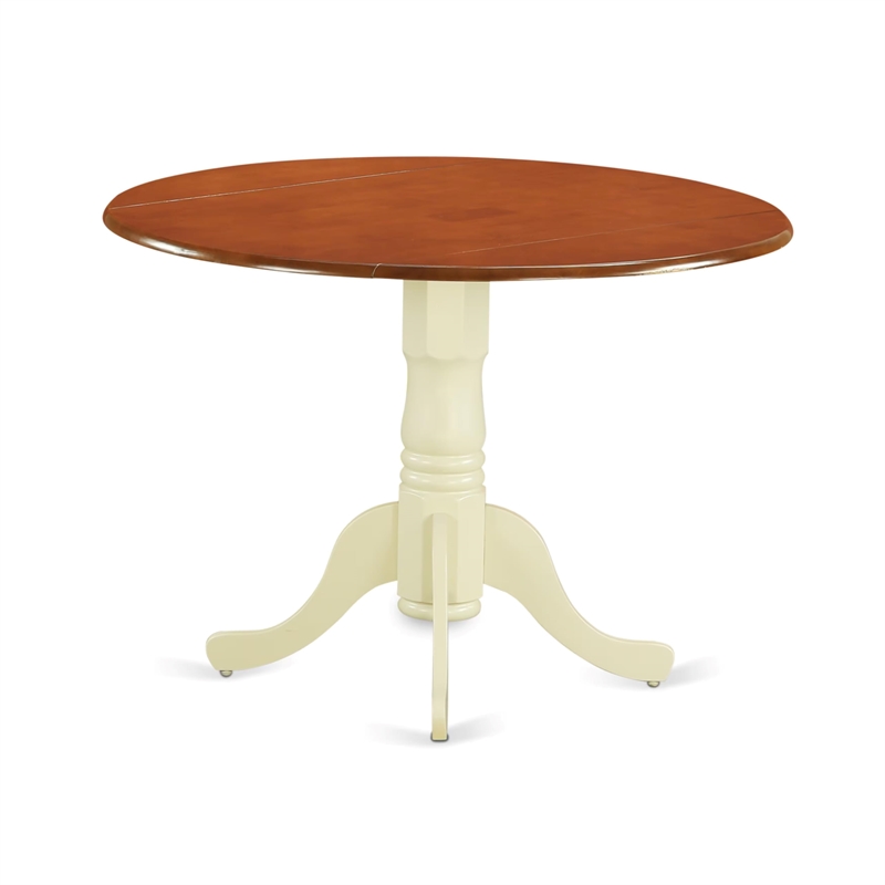 East West Furniture Dublin Traditional Wood Dining Table in Cherry/Cream