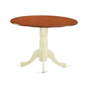 East West Furniture Dublin Traditional Wood Dining Table in Cherry/Cream