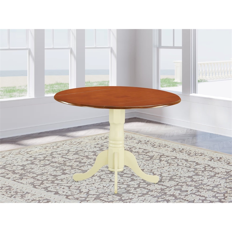 East West Furniture Dublin Traditional Wood Dining Table in Cherry/Cream