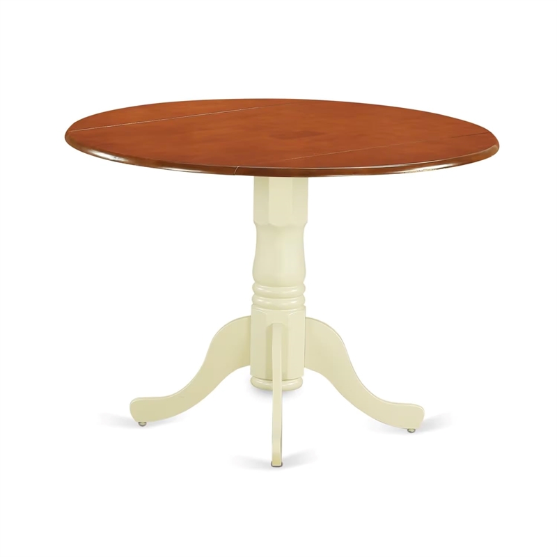 East West Furniture Dublin Traditional Wood Dining Table in Cherry/Cream