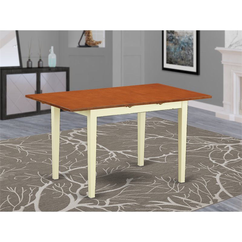 East West Furniture Norfolk Wood Butterfly Leaf Dining Table in Cream/Cherry