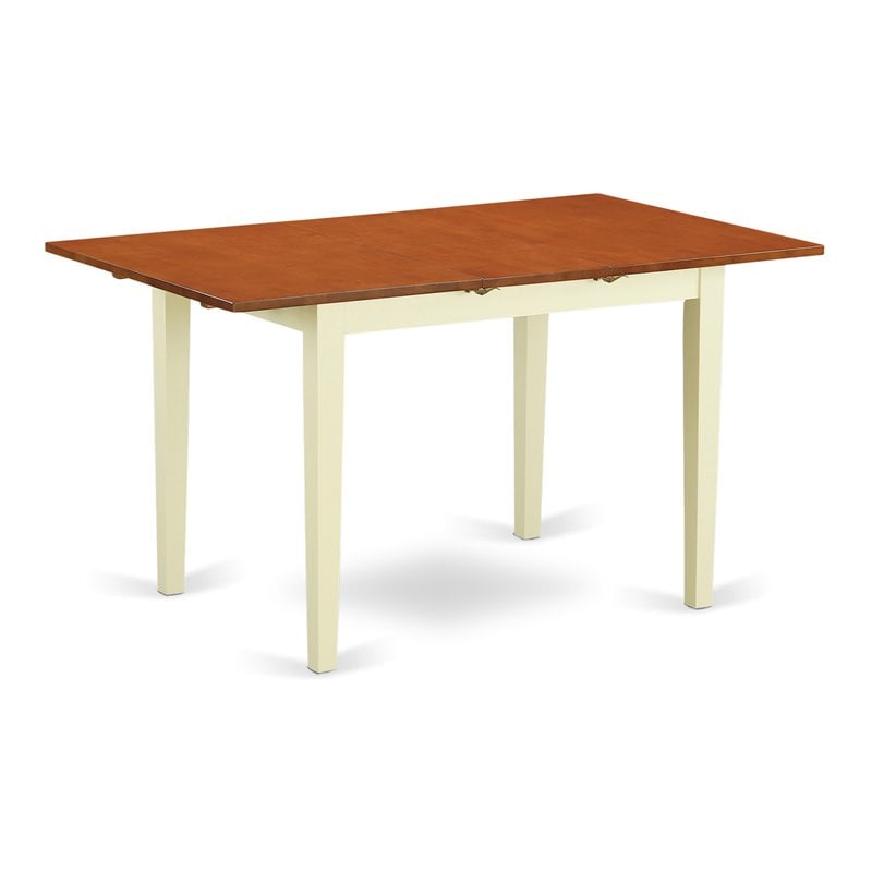 East West Furniture Norfolk Wood Butterfly Leaf Dining Table in Cream/Cherry