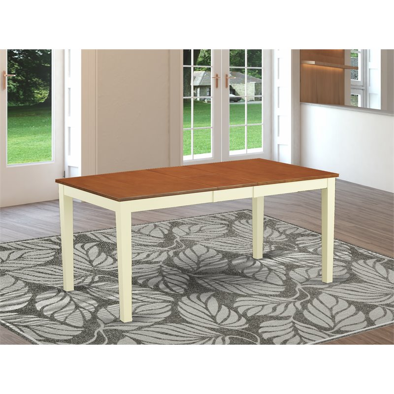 East West Furniture Nicoli Rectangular Wood Dining Table in Cream/Cherry