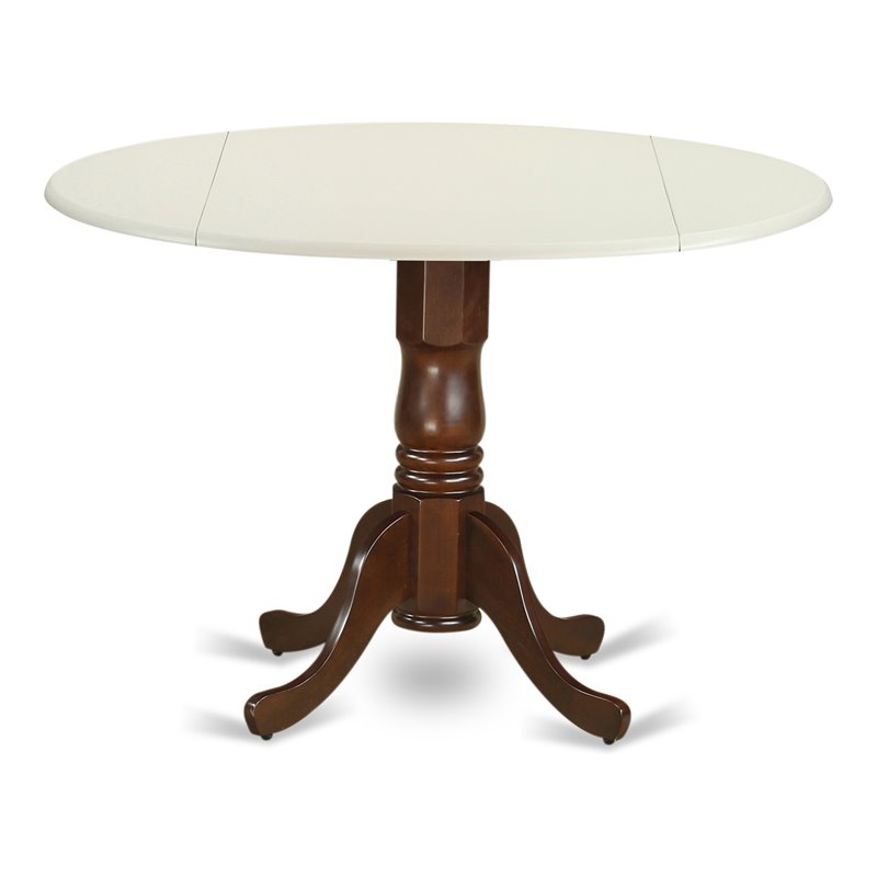 East West Furniture Dublin Traditional Wood Dining Table in White/Mahogany