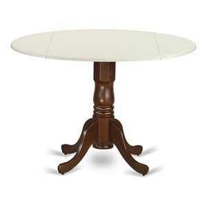 East West Furniture Dublin Traditional Wood Dining Table in White/Mahogany