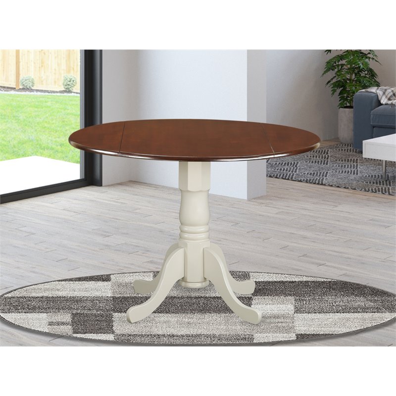 East West Furniture Dublin Traditional Wood Dining Table in Mahogany/White