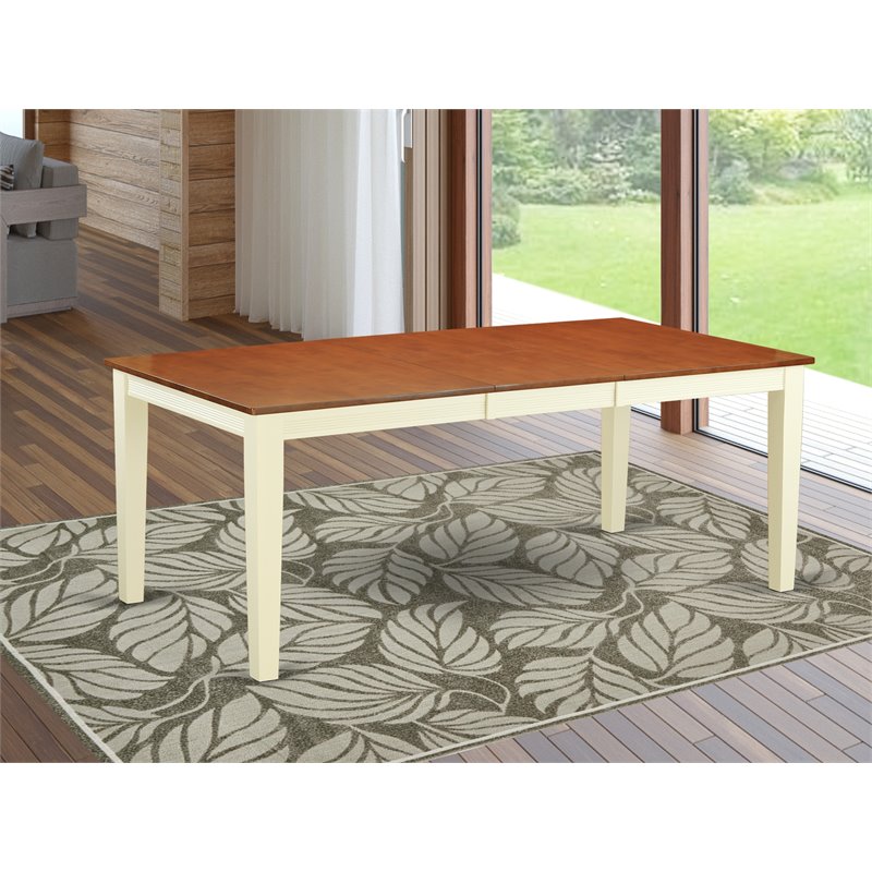 East West Furniture Quincy Rectangular Wood Dining Table in Cream/Cherry