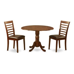 East West Furniture Dublin Wood Dining Set with Leather Seat in Mahogany