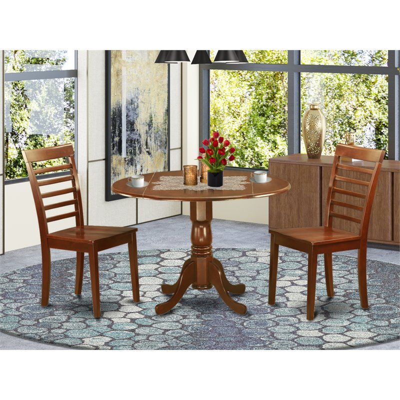 East West Furniture Dublin Wood Dining Set with Ladder Back Chairs in Mahogany