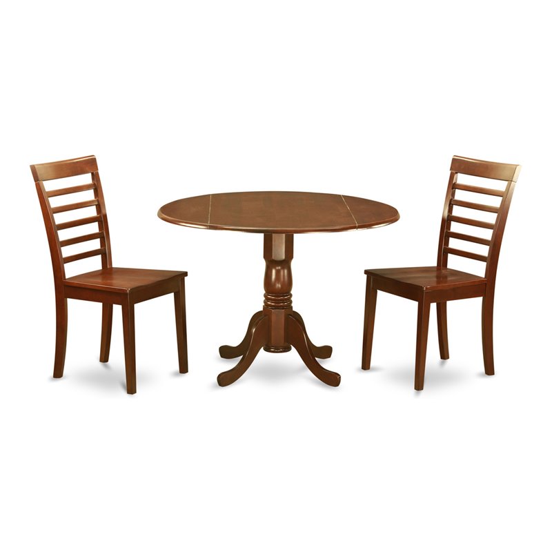 East West Furniture Dublin Wood Dining Set with Ladder Back Chairs in Mahogany