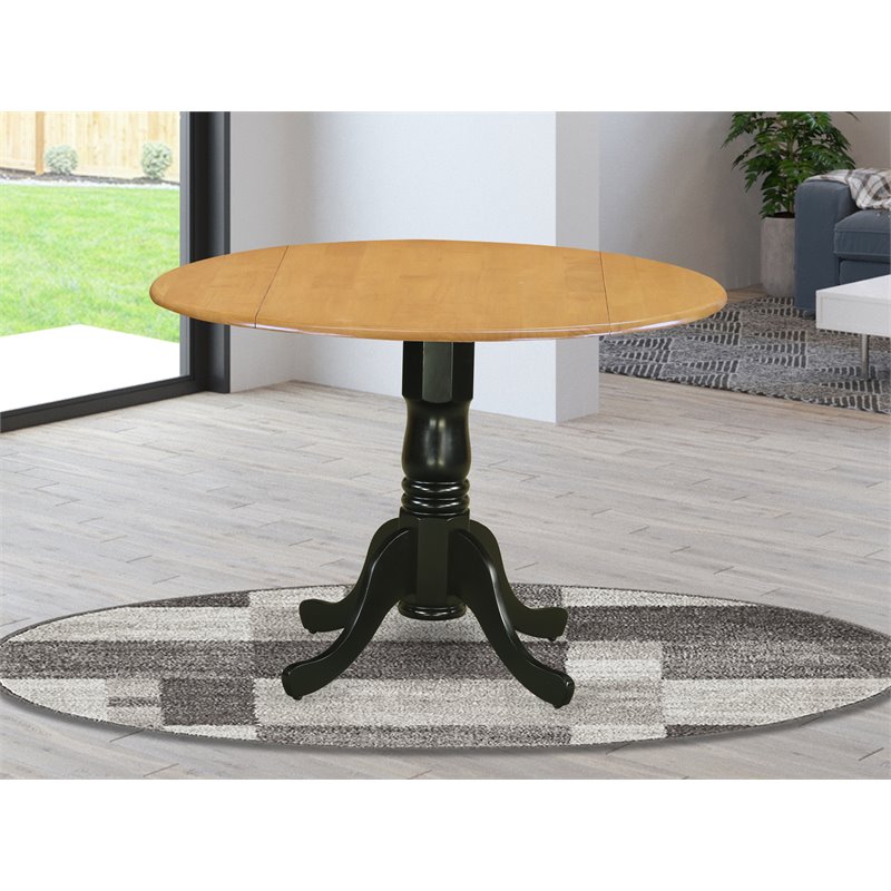 East West Furniture Dublin Traditional Wood Dining Table in Oak/Black